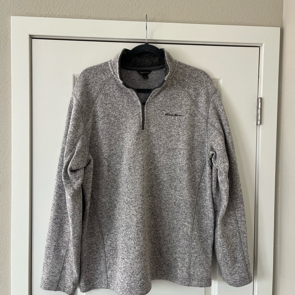 Eddie Bauer Men's Heather Gray Zip-Up Sweater